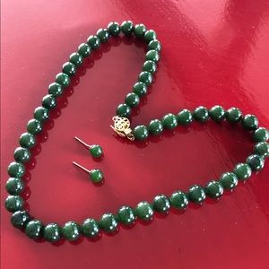 Jade necklace and earrings